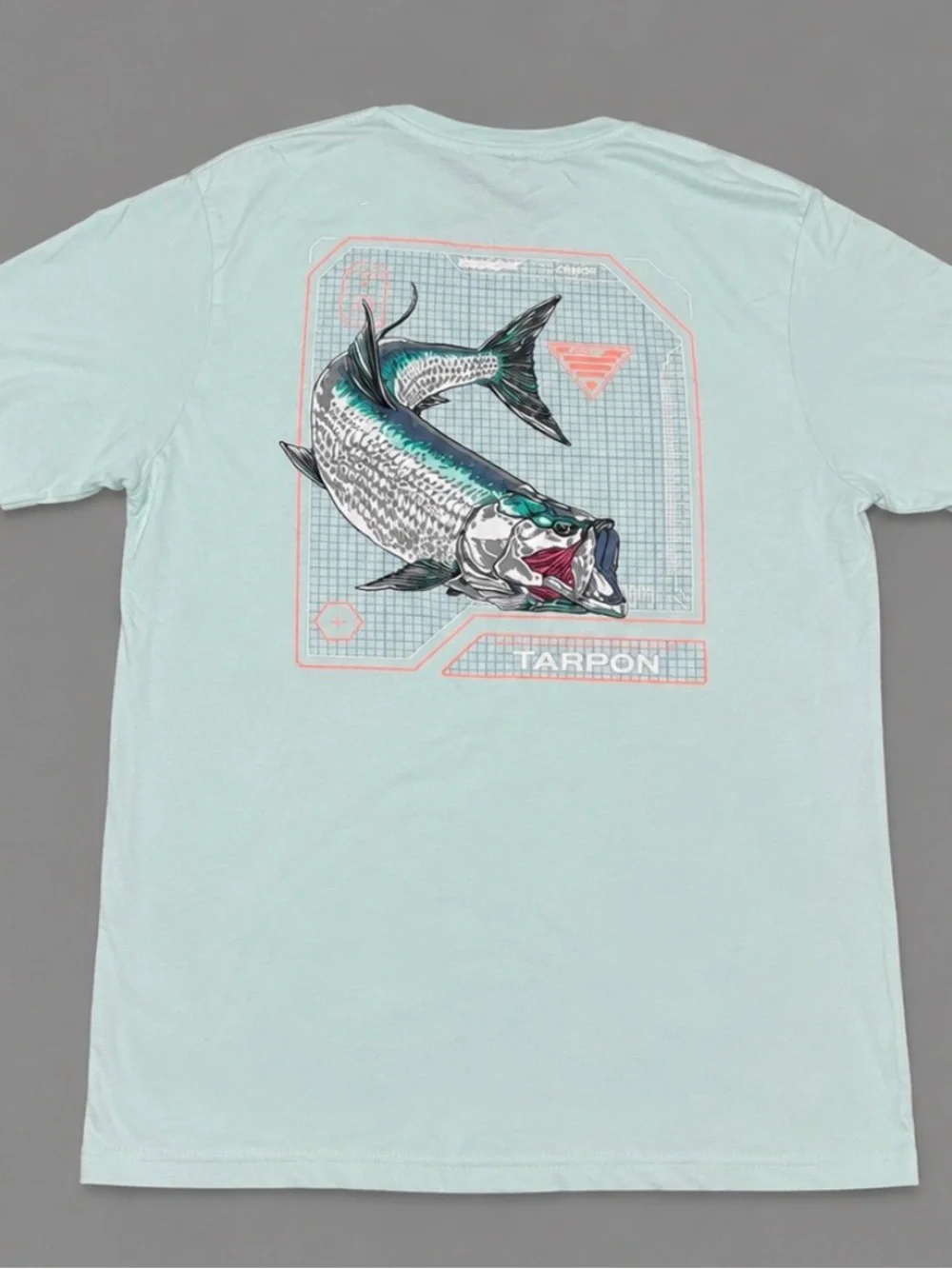 Columbia Kids Short Sleeve Tee in Light Aqua with Pink Logo